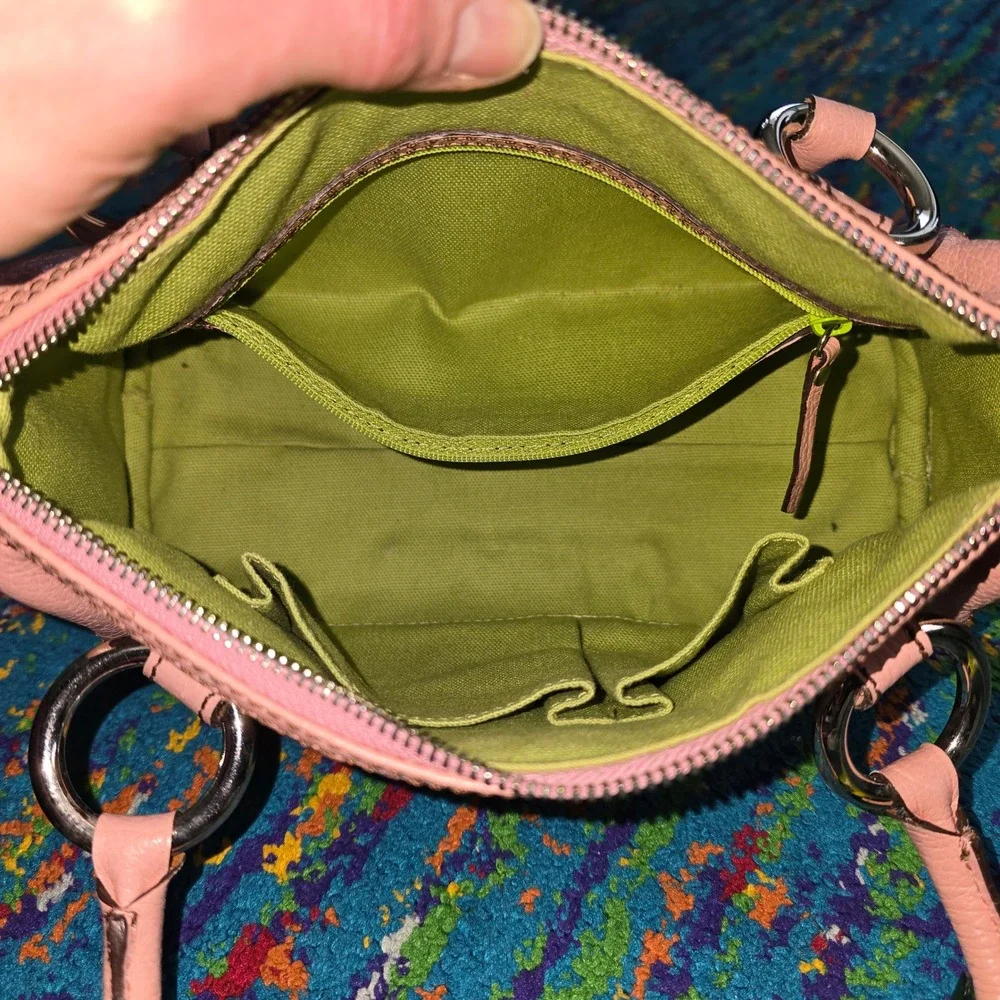 VTG Isabella Fiore Satchel Pink Pebbled Leather‎ Crossbody Handbag